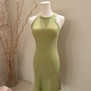 Reformation Green Ribbed Mini Dress